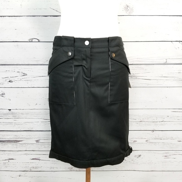 Reyes black cargo pocket utility pencil skirt women's size 2 New With Tags - Picture 3 of 9